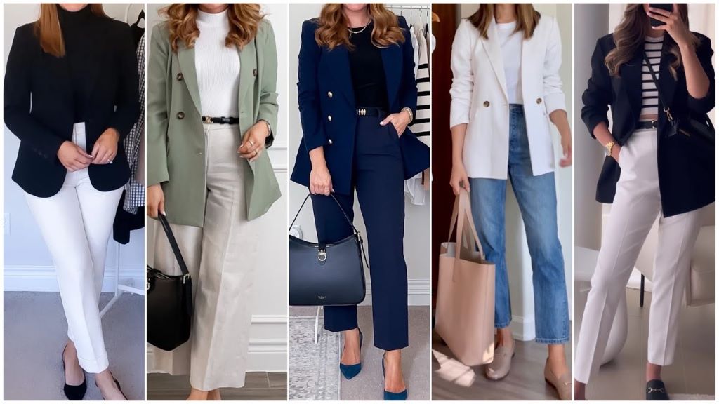 Woman wearing an affordable professional office outfit for work