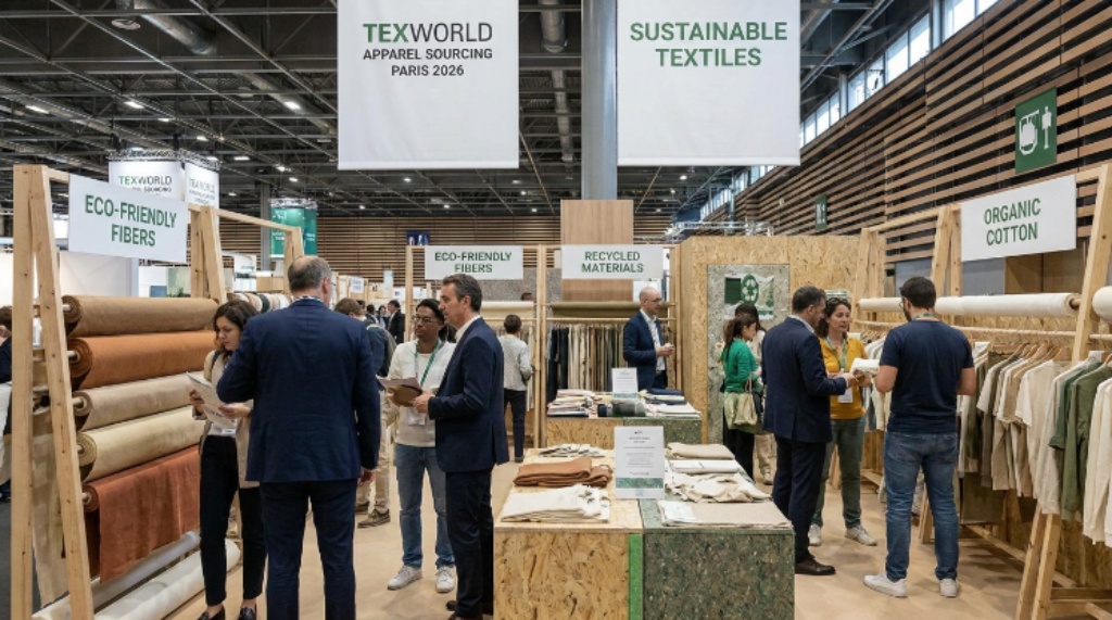 Exhibitors presenting sustainable fabrics and textiles at Texworld Apparel Sourcing Paris 2026