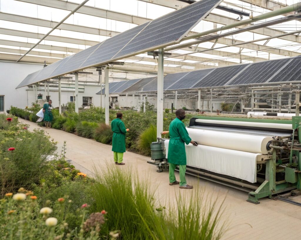 Eco-friendly textile facility crafting premium sustainable fabrics. We combine green technology and ethical sourcing for top-tier, low-impact materials.