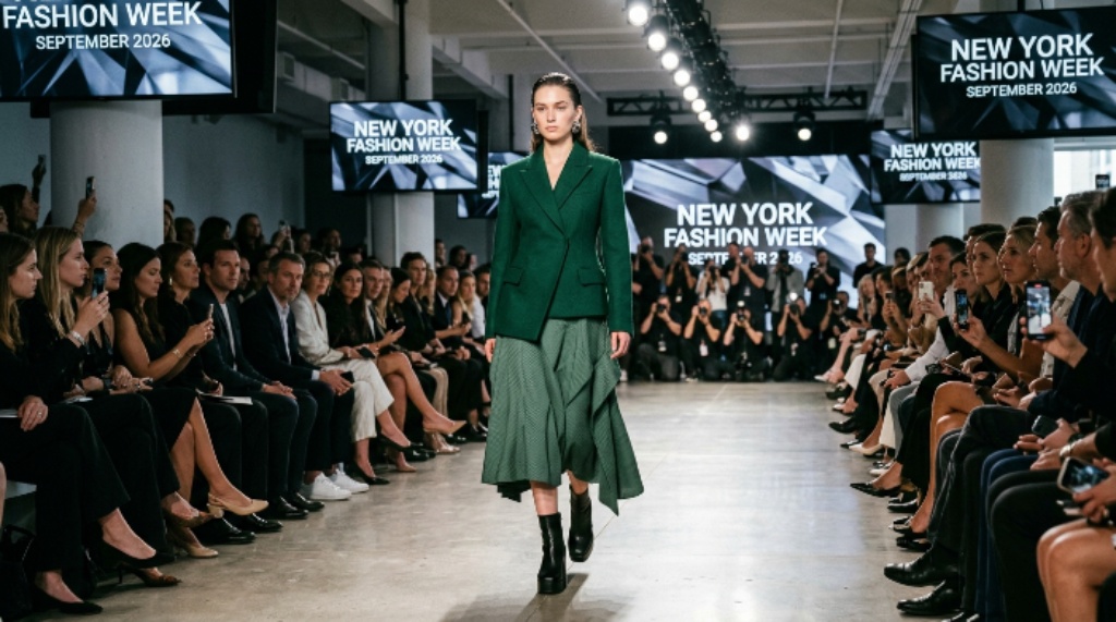 Model walking the runway at New York Fashion Week September 2026 show